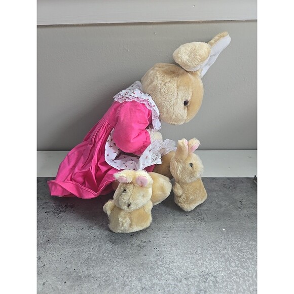 Vintage Country Easter Bunny Plush 18" Mommy & Me Chadwick Miller 1986 - Picture 4 of 6